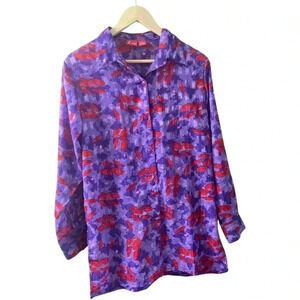 ThatChic Red Hat Ladies shear button down shirt/blouse